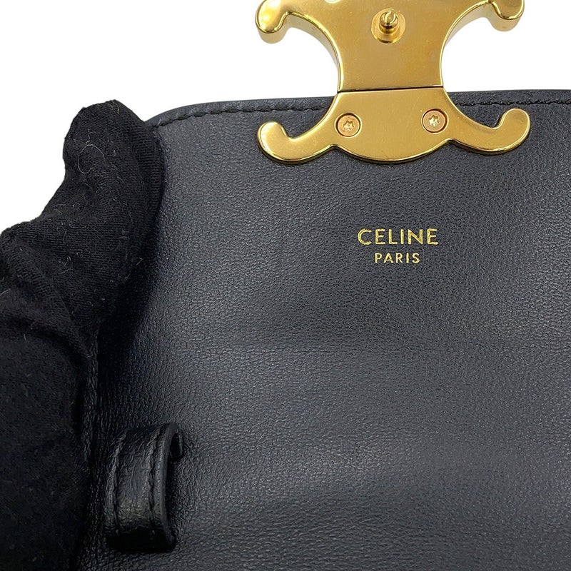 セリーヌ ショルダーバッグ トリオンフ ミニ クロード シャイニーカーフレザー 10I513 CELINE ミニバッグ 黒