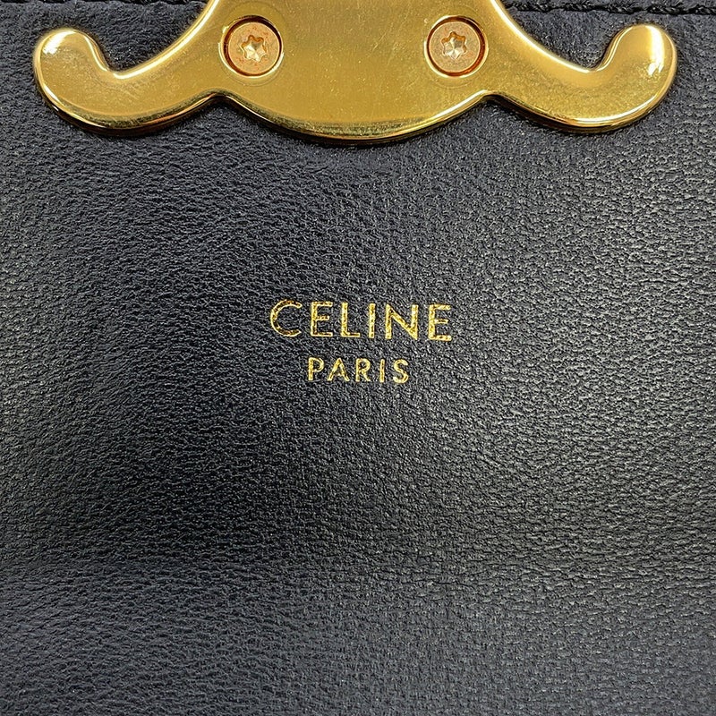 セリーヌ ショルダーバッグ トリオンフ ミニ クロード シャイニーカーフレザー 10I513 CELINE ミニバッグ 黒