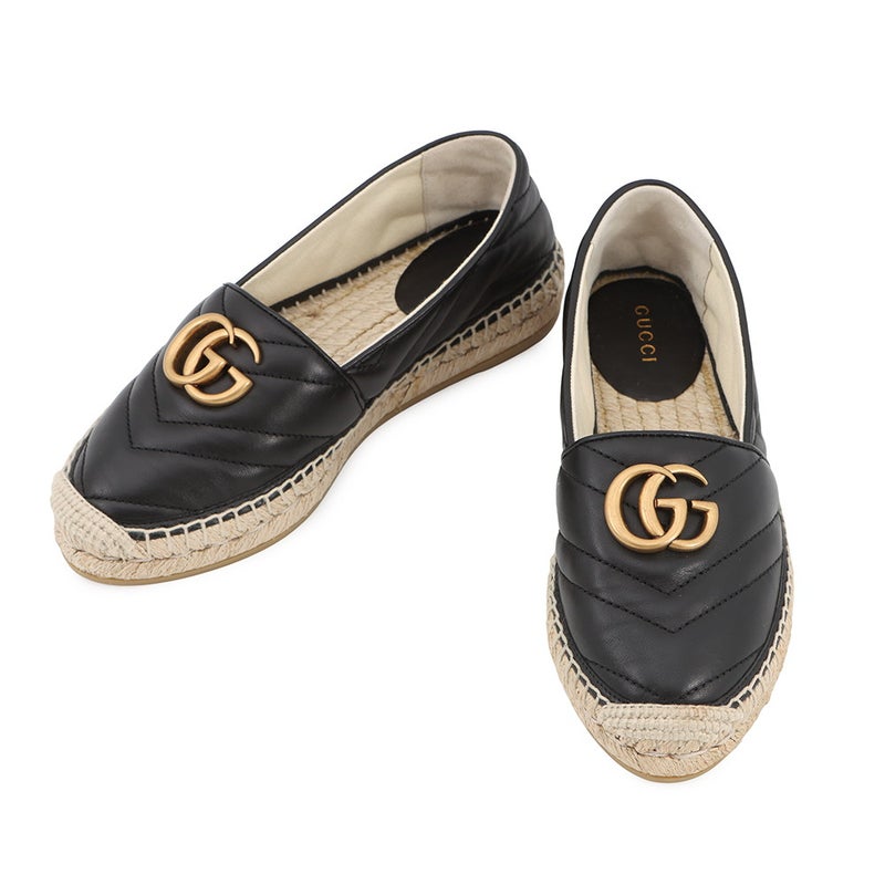 グッチ エスパドリーユ 2.0 GGマーモント レディースサイズ34 1/2 551890 GUCCI 靴 黒