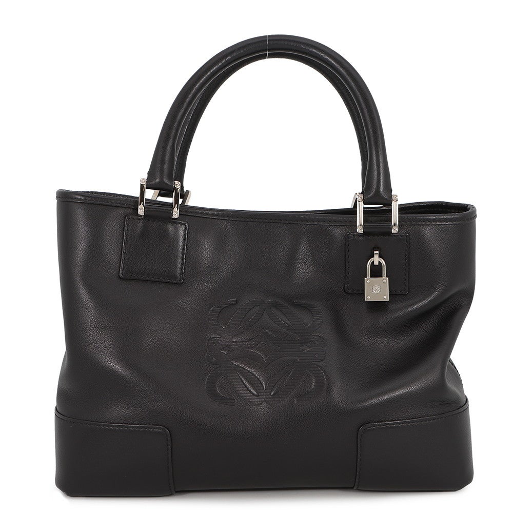 LOEWE ロエベ ハンドバッグ フスタ アナグラム南京錠 鍵付き　ブラック　黒 ロエベ トートバッグ フスタ アナグラム レザー LOEWE バッグ 黒