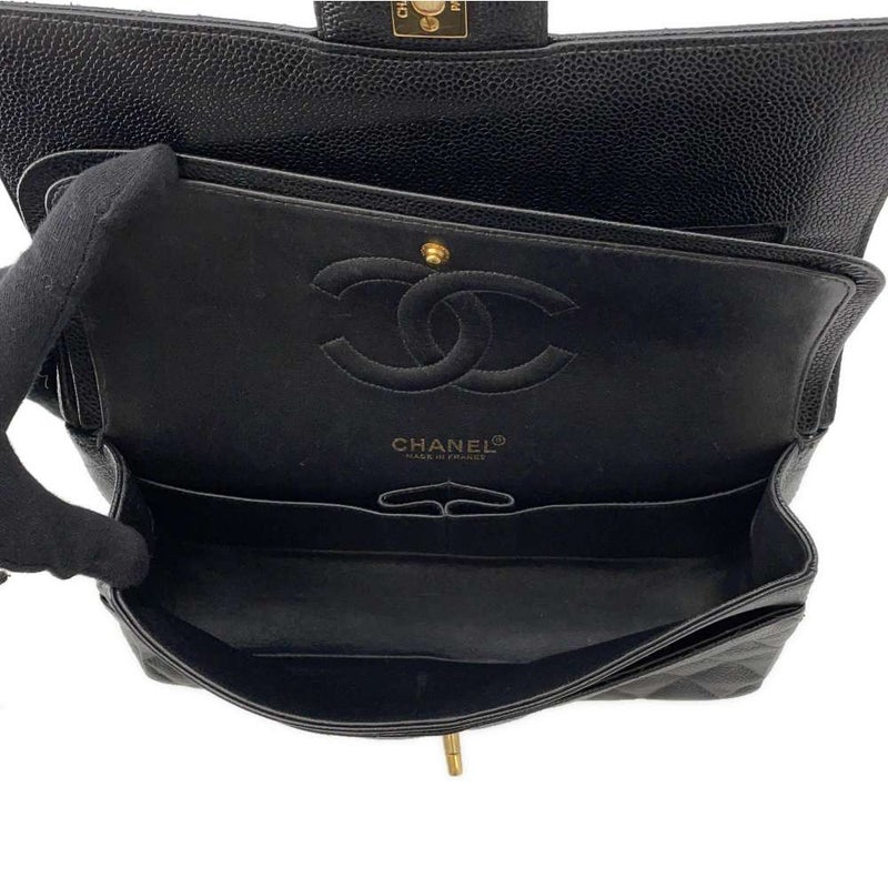 シャネル チェーンショルダーバッグ マトラッセ25 ココマーク キャビアスキン ダブルチェーン A01112 CHANEL 黒