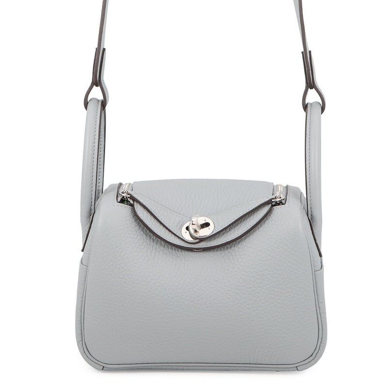 エルメス ハンドバッグ リンディ ミニ グリパンタン/シルバー金具 トリヨンクレマンス G刻印 HERMES 2wayショルダーバッグ