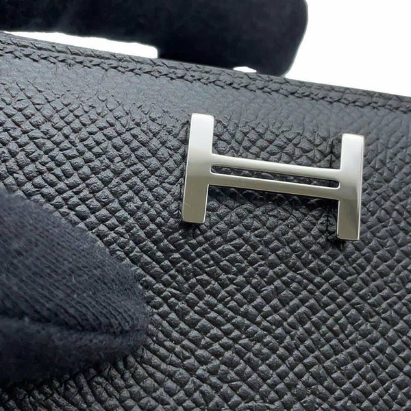 エルメス 二つ折り財布 ベアンコンパクト ブラック/シルバー金具 エプソン B刻印 黒