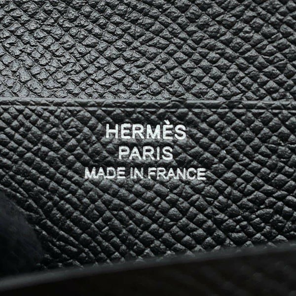 エルメス 二つ折り財布 ベアンコンパクト ブラック/シルバー金具 エプソン B刻印 黒