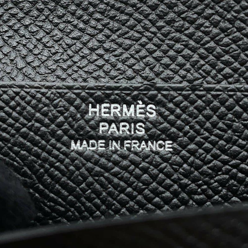 エルメス 二つ折り財布 ベアンコンパクト ブラック/シルバー金具 エプソン B刻印 黒