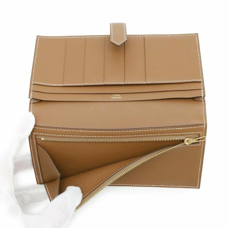 エルメス 長財布 ベアンスフレ ゴールド/ゴールド金具 エプソン B刻印 HERMES 財布