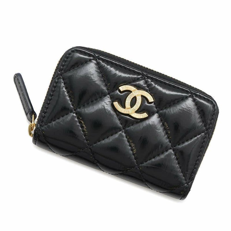 シャネル コインケース マトラッセ ココマーク ジップコインパース パテントカーフレザー AP4262 CHANEL 小銭入れ 黒