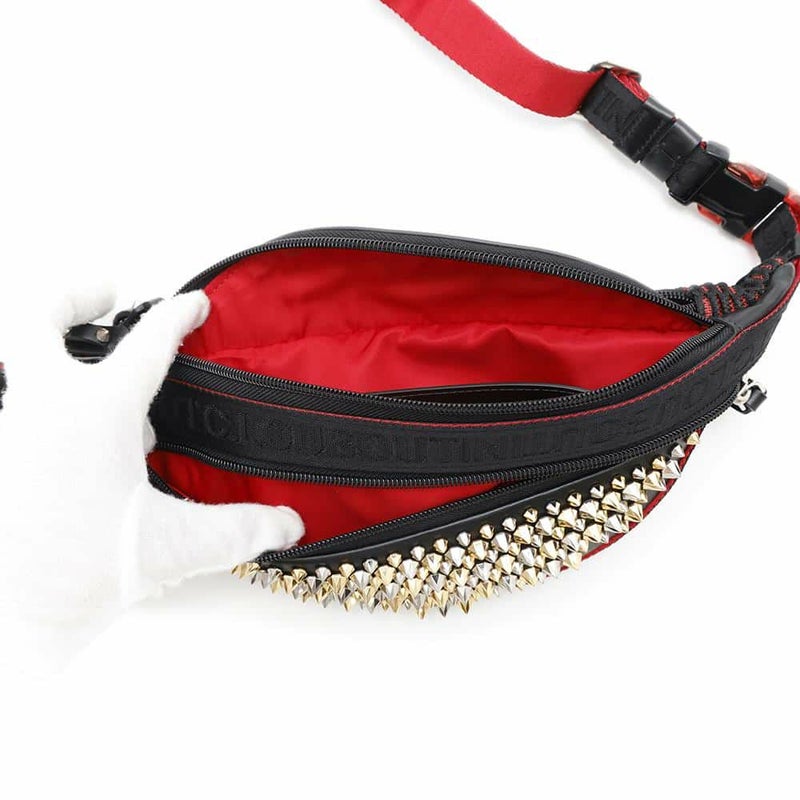 クリスチャン・ルブタン ボディバッグ スタッズ レザー スパイクスタッズ ウエストバッグ 3215169 Christian Louboutin 黒