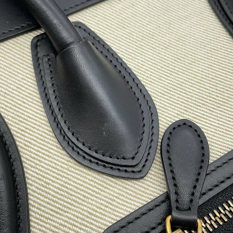 セリーヌ ハンドバッグ ラゲージショッパー マイクロ レザー キャンバス 167792 CELINE バッグ 黒