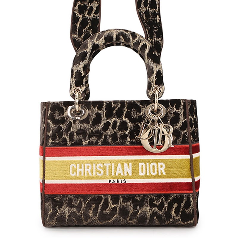 クリスチャン・ディオール ハンドバッグ レディディーライト ミディアム ベルベット M0565OTGT Christian Dior 2way レオパード