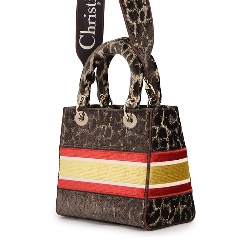 クリスチャン・ディオール ハンドバッグ レディディーライト ミディアム ベルベット M0565OTGT Christian Dior 2way レオパード