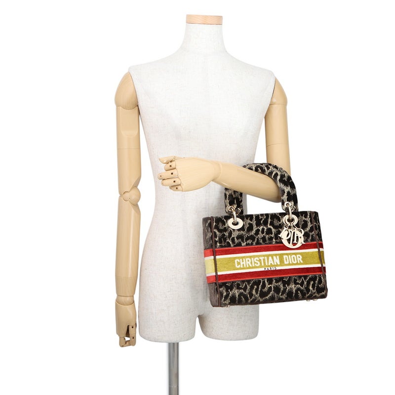 クリスチャン・ディオール ハンドバッグ レディディーライト ミディアム ベルベット M0565OTGT Christian Dior 2way レオパード