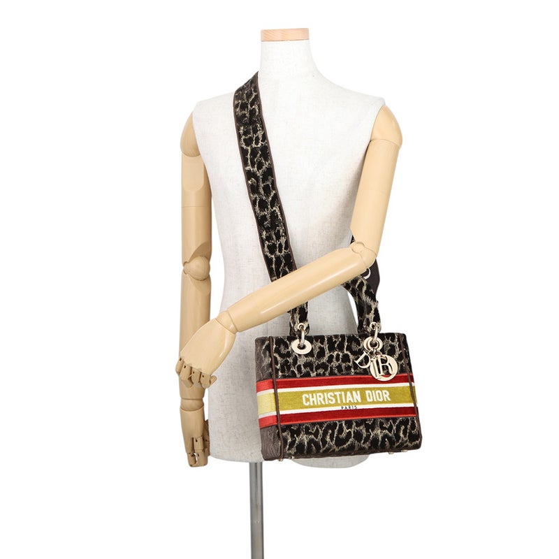 クリスチャン・ディオール ハンドバッグ レディディーライト ミディアム ベルベット M0565OTGT Christian Dior 2way レオパード