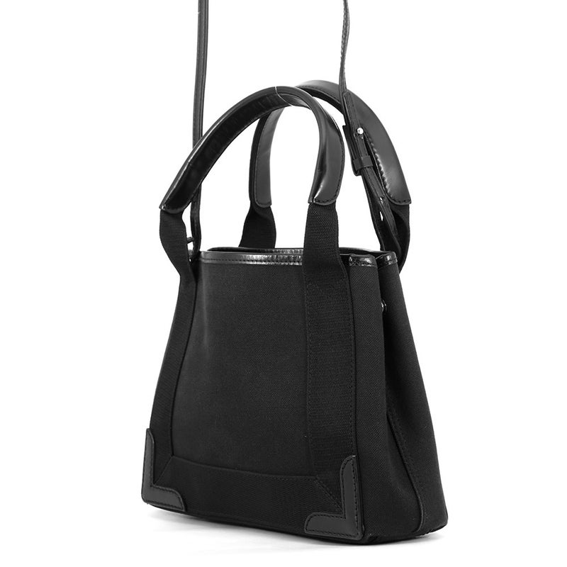 バレンシアガ ハンドバッグ ネイビーカバ XS キャンバス レザー 390346 BALENCIAGA ポーチ付 2way 黒