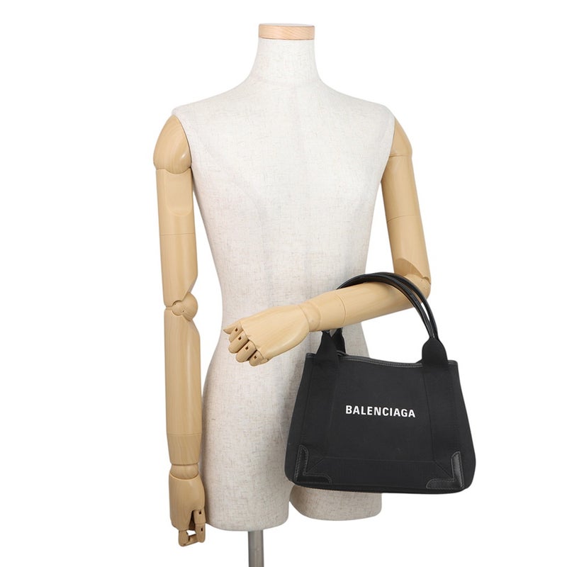 バレンシアガ ハンドバッグ ネイビーカバ XS キャンバス レザー 390346 BALENCIAGA ポーチ付 2way 黒