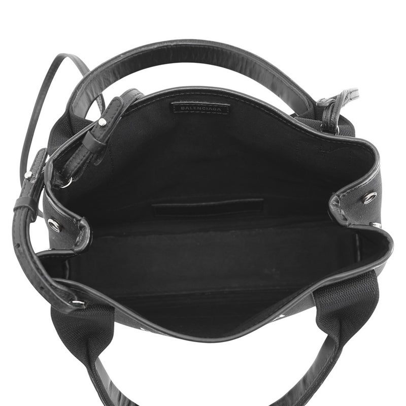 バレンシアガ ハンドバッグ ネイビーカバ XS キャンバス レザー 390346 BALENCIAGA ポーチ付 2way 黒