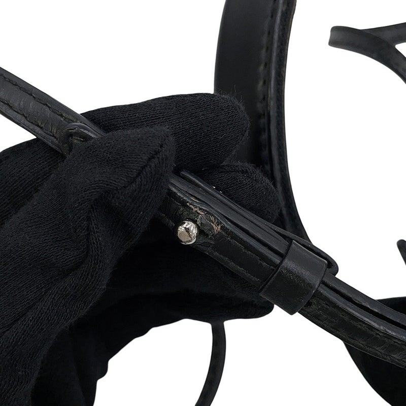 バレンシアガ ハンドバッグ ネイビーカバ XS キャンバス レザー 390346 BALENCIAGA ポーチ付 2way 黒