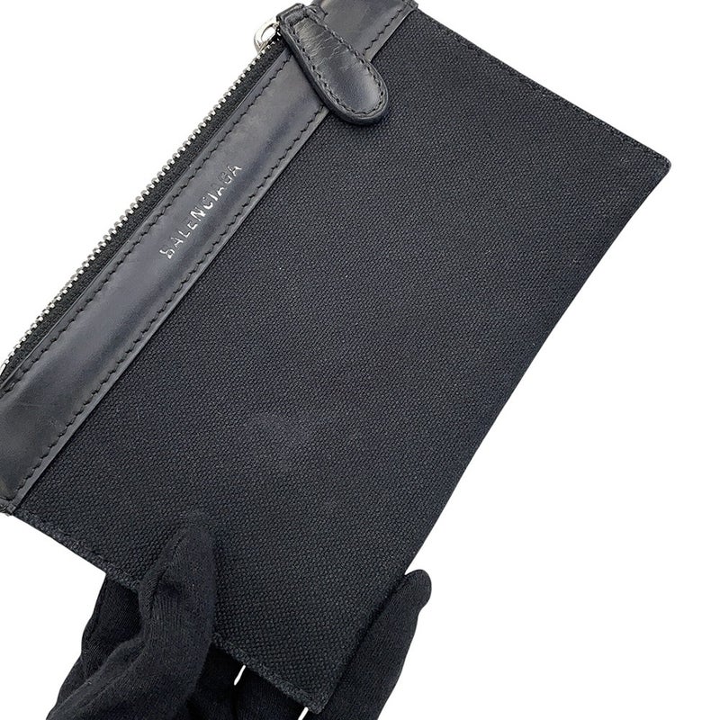 バレンシアガ ハンドバッグ ネイビーカバ XS キャンバス レザー 390346 BALENCIAGA ポーチ付 2way 黒
