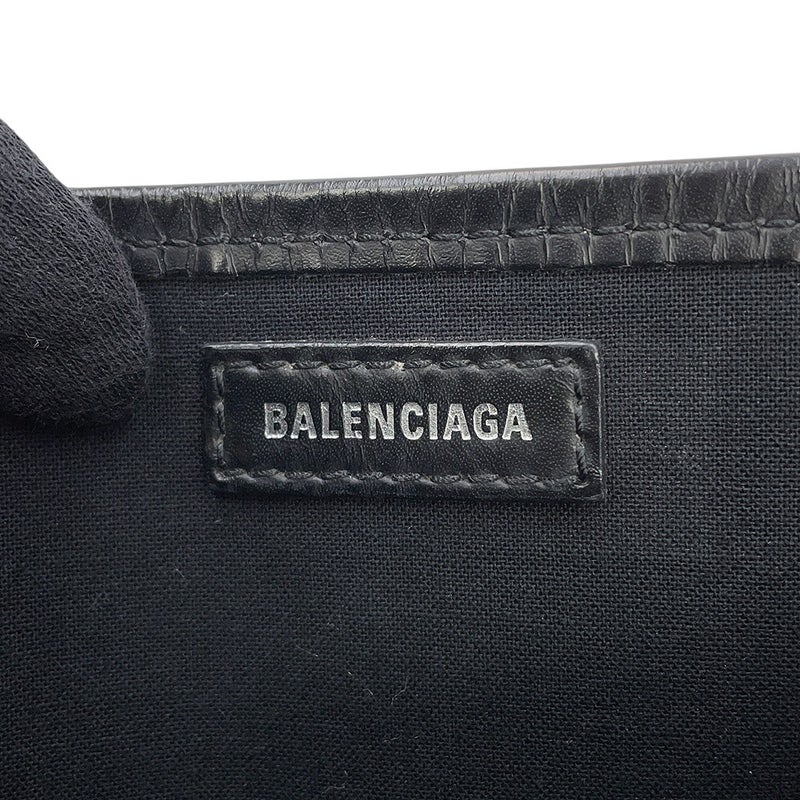 バレンシアガ ハンドバッグ ネイビーカバ XS キャンバス レザー 390346 BALENCIAGA ポーチ付 2way 黒
