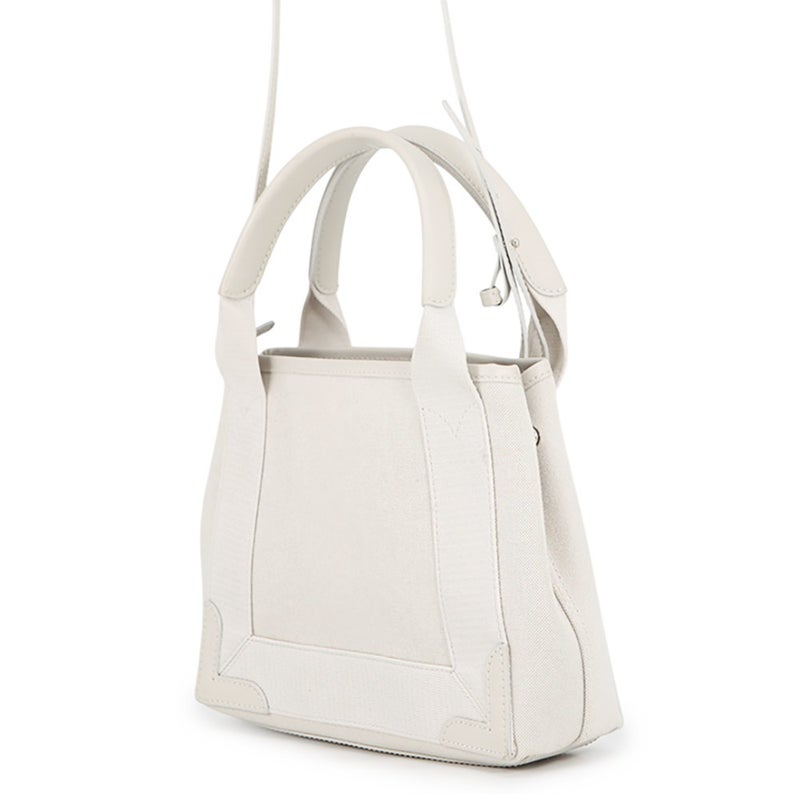バレンシアガ ハンドバッグ ネイビーカバ XS キャンバス レザー 390346 BALENCIAGA ポーチ付 2way 白