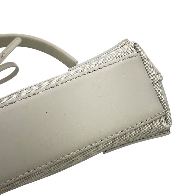 バレンシアガ ハンドバッグ ネイビーカバ XS キャンバス レザー 390346 BALENCIAGA ポーチ付 2way 白