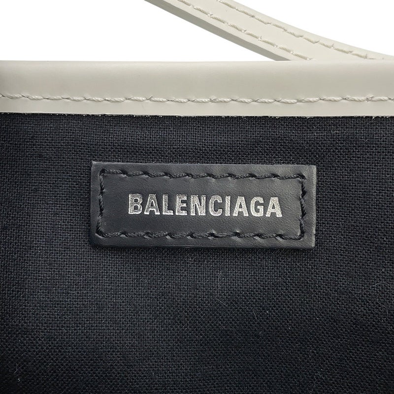 バレンシアガ ハンドバッグ ネイビーカバ XS キャンバス レザー 390346 BALENCIAGA ポーチ付 2way 白
