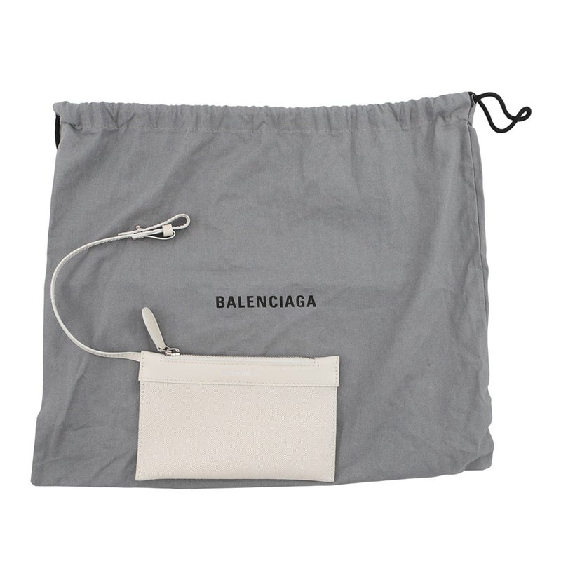 バレンシアガ ハンドバッグ ネイビーカバ XS キャンバス レザー 390346 BALENCIAGA ポーチ付 2way 白