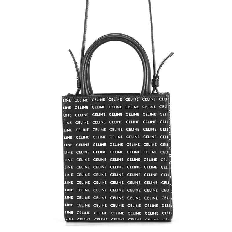 セリーヌ ハンドバッグ ミニ バーティカル カバ ロゴ レザー 194372DT2 CELINE 2wayショルダーバッグ 黒 白