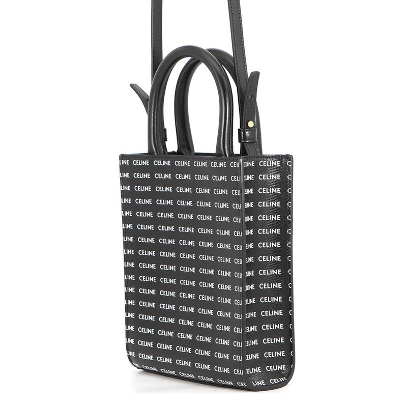セリーヌ ハンドバッグ ミニ バーティカル カバ ロゴ レザー 194372DT2 CELINE 2wayショルダーバッグ 黒 白