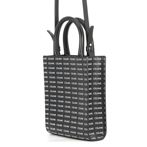 セリーヌ ハンドバッグ ミニ バーティカル カバ ロゴ レザー 194372DT2 CELINE 2wayショルダーバッグ 黒 白