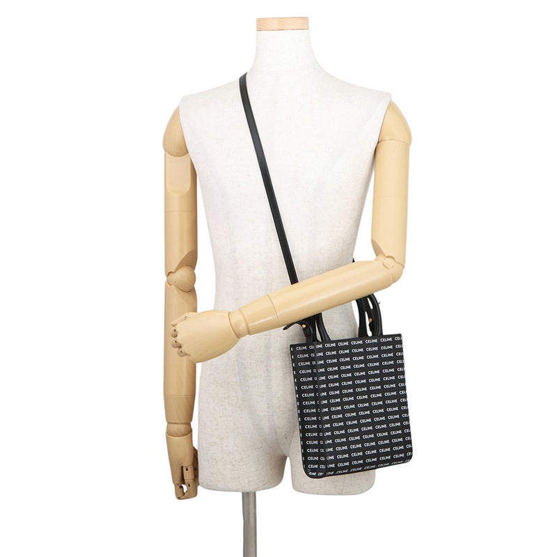 セリーヌ ハンドバッグ ミニ バーティカル カバ ロゴ レザー 194372DT2 CELINE 2wayショルダーバッグ 黒 白