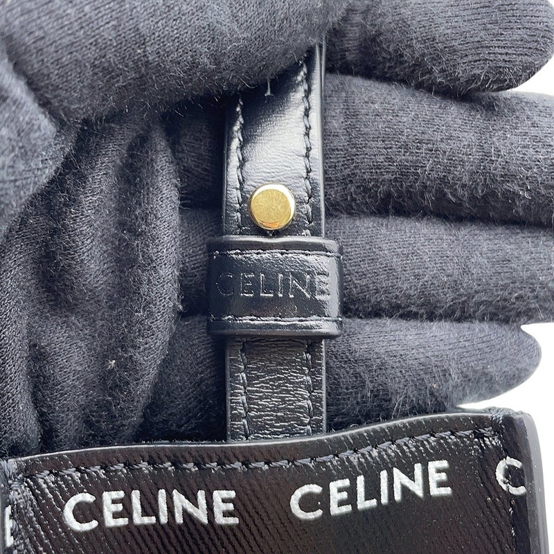 セリーヌ ハンドバッグ ミニ バーティカル カバ ロゴ レザー 194372DT2 CELINE 2wayショルダーバッグ 黒 白