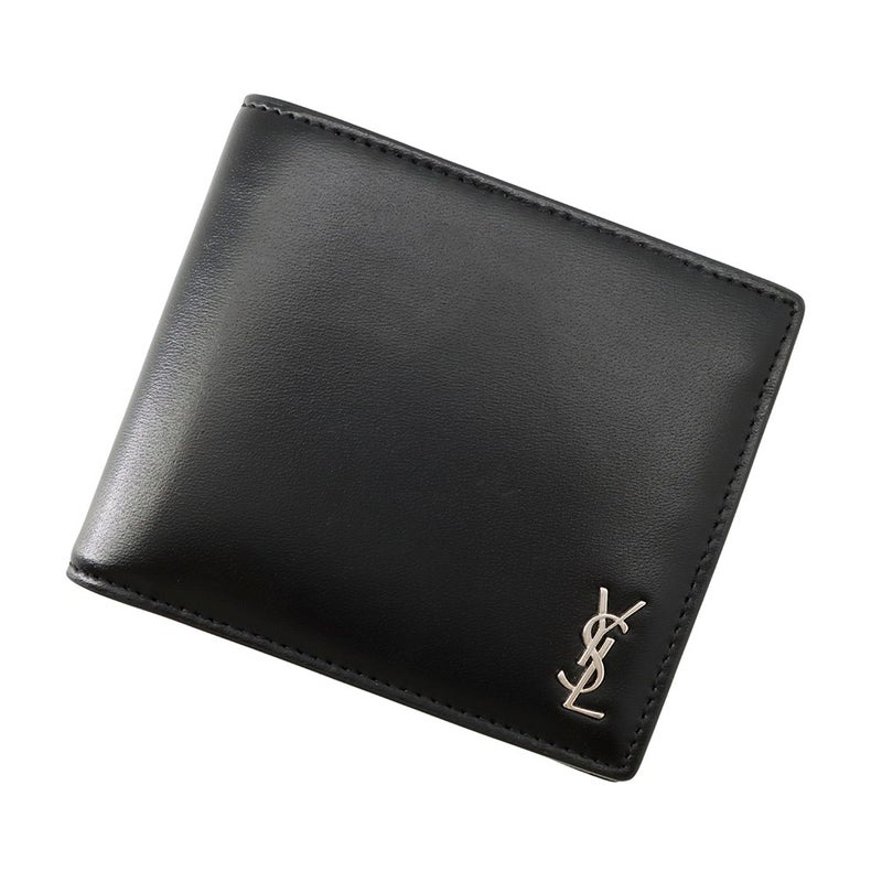 サンローランパリ 二つ折り財布 コンパクトウォレット レザー 610193 SAINT LAURENT PARIS 財布 メンズ 黒