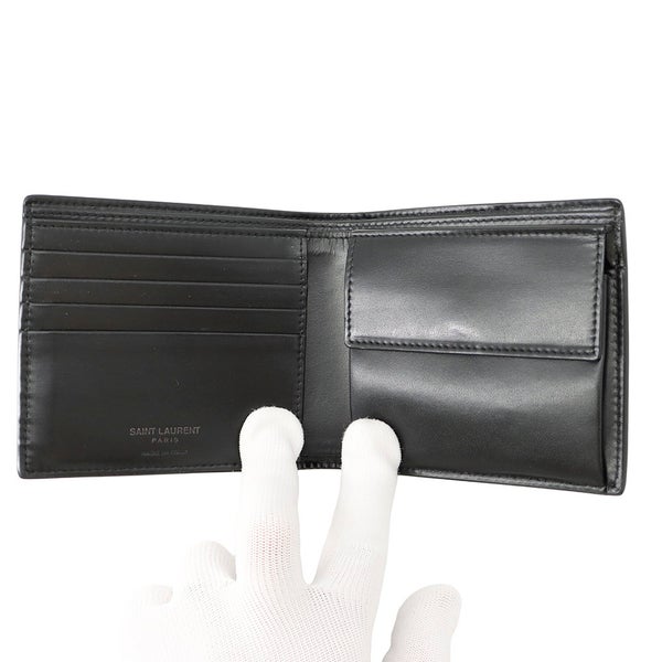 サンローランパリ 二つ折り財布 コンパクトウォレット レザー 610193 SAINT LAURENT PARIS 財布 メンズ 黒