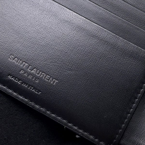 サンローランパリ 二つ折り財布 コンパクトウォレット レザー 610193 SAINT LAURENT PARIS 財布 メンズ 黒