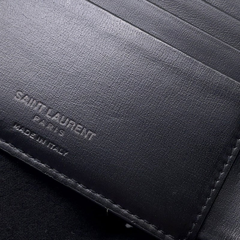 サンローランパリ 二つ折り財布 コンパクトウォレット レザー 610193 SAINT LAURENT PARIS 財布 メンズ 黒