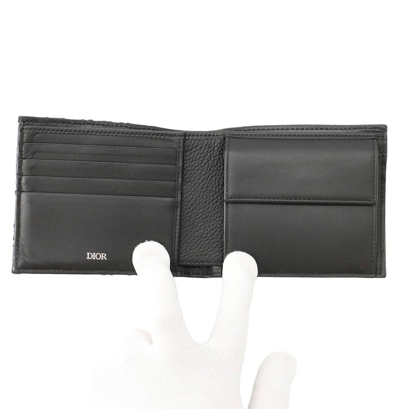 クリスチャン・ディオール 二つ折り財布 サドル ウォレット ジャカード 2ADBC306YKS Christian Dior メンズ 財布 黒