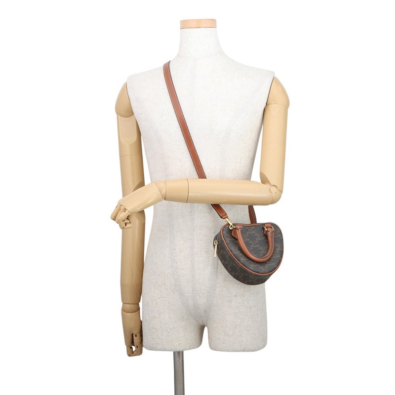 セリーヌ ハンドバッグ トリオンフ ハート PVC/レザー 198222 CELINE 2wayショルダーバッグ ブラウン