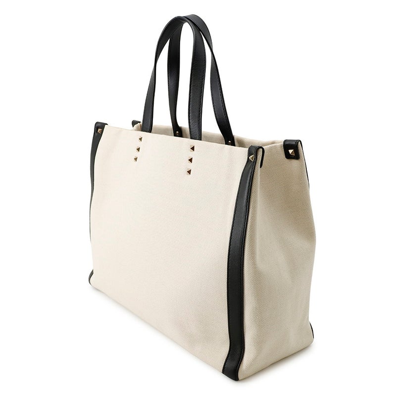 ヴァレンティノ・ガラヴァーニ トートバッグ VLTNロゴ ロックスタッズ キャンバス/レザー TW2B0D21FWB VALENTINO 黒