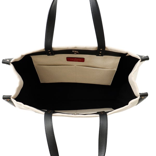 ヴァレンティノ・ガラヴァーニ トートバッグ VLTNロゴ ロックスタッズ キャンバス/レザー TW2B0D21FWB VALENTINO 黒