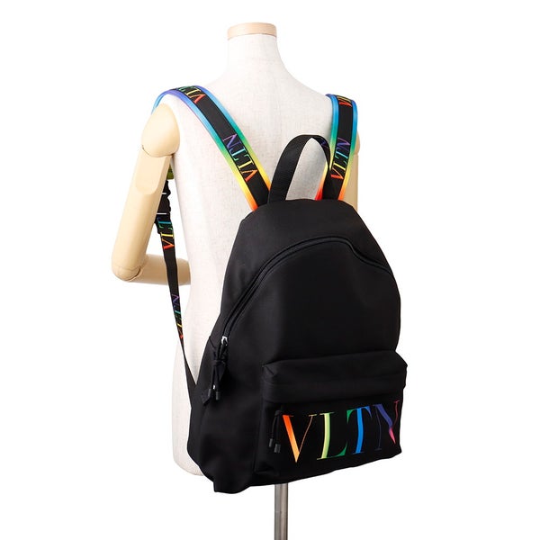 ヴァレンティノ・ガラヴァーニ リュック VLTNロゴ ナイロン VALENTINO バックパック 黒
