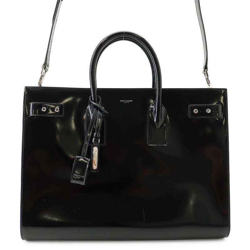 サンローランパリ ビジネスバッグ サック ド ジュール ラージ パテント レザー 631526 SAINT LAURENT PARIS ２wayショルダー メンズ 黒