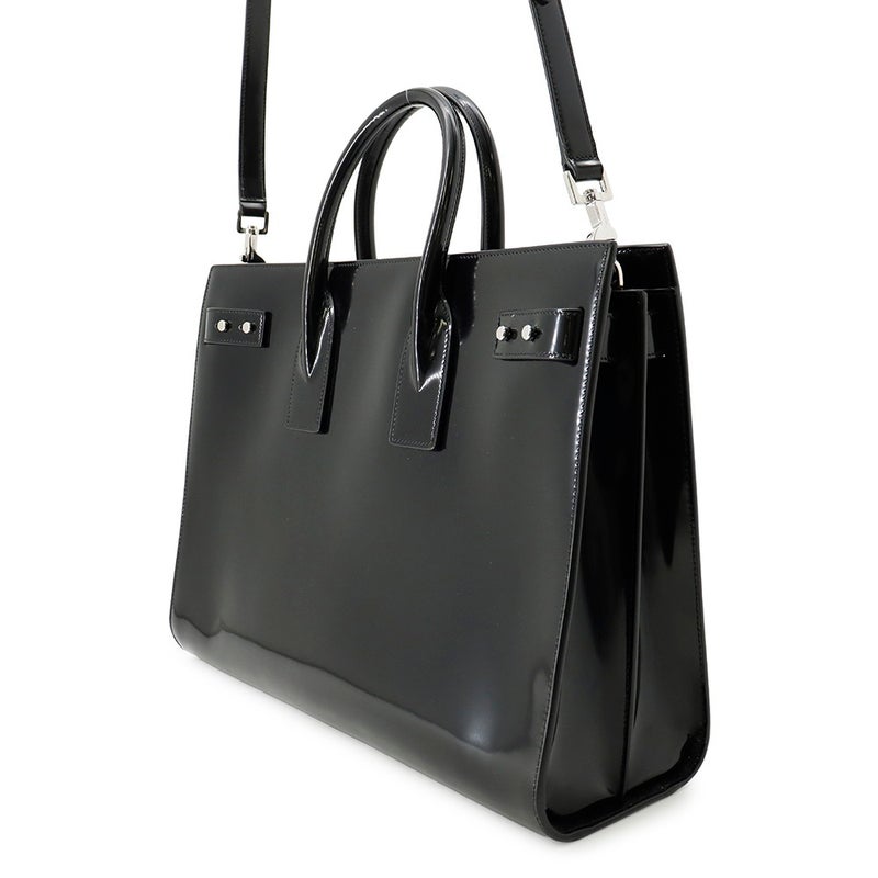 サンローランパリ ビジネスバッグ サック ド ジュール ラージ パテント レザー 631526 SAINT LAURENT PARIS ２wayショルダー メンズ 黒