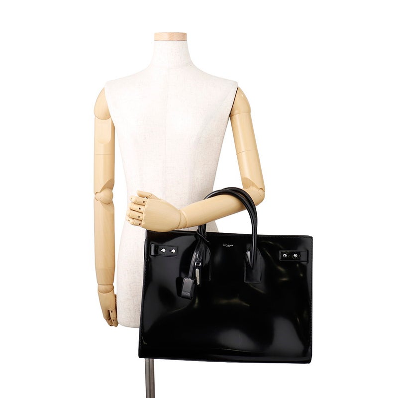 サンローランパリ ビジネスバッグ サック ド ジュール ラージ パテント レザー 631526 SAINT LAURENT PARIS ２wayショルダー メンズ 黒