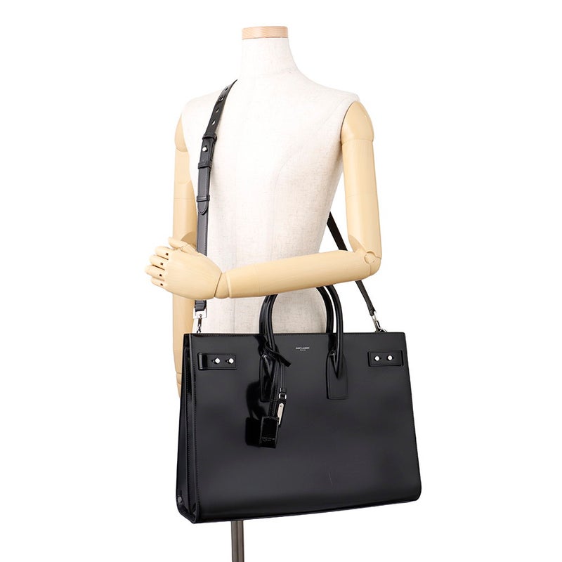サンローランパリ ビジネスバッグ サック ド ジュール ラージ パテント レザー 631526 SAINT LAURENT PARIS ２wayショルダー メンズ 黒