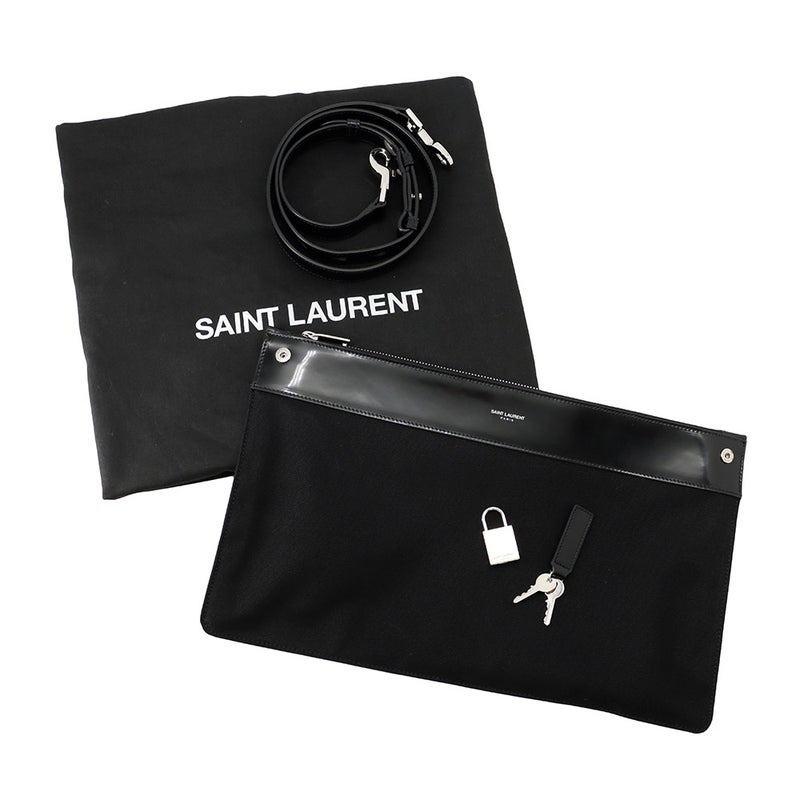 サンローランパリ ビジネスバッグ サック ド ジュール ラージ パテント レザー 631526 SAINT LAURENT PARIS ２wayショルダー メンズ 黒