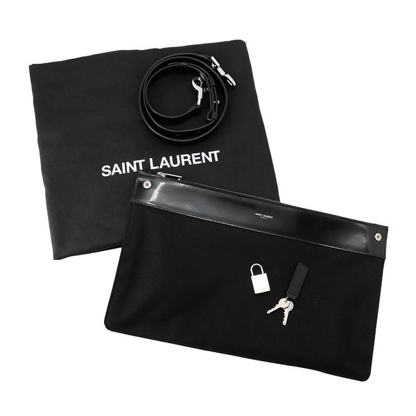 サンローランパリ ビジネスバッグ サック ド ジュール ラージ パテント レザー 631526 SAINT LAURENT PARIS ２wayショルダー メンズ 黒