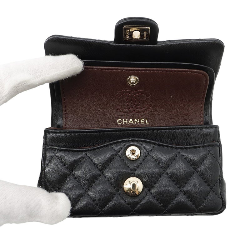 シャネル バッグチャーム ココマーク マトラッセ ミニバッグ ラムスキン AP4760 CHANEL ミニポーチ 小物入れ 黒