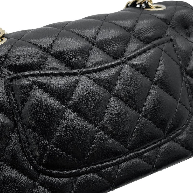 シャネル バッグチャーム ココマーク マトラッセ ミニバッグ ラムスキン AP4760 CHANEL ミニポーチ 小物入れ 黒