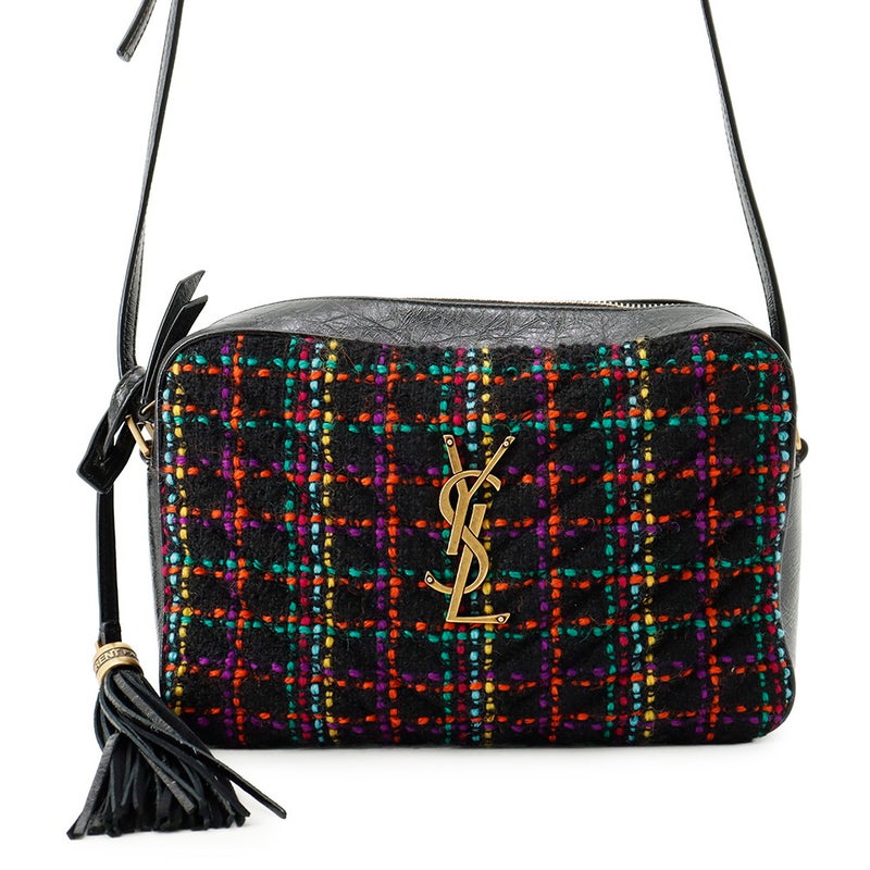 サンローランパリ ショルダーバッグ ルー カメラバッグ ツイード 612544 SAINT LAURENT PARIS バッグ タッセル付き 黒